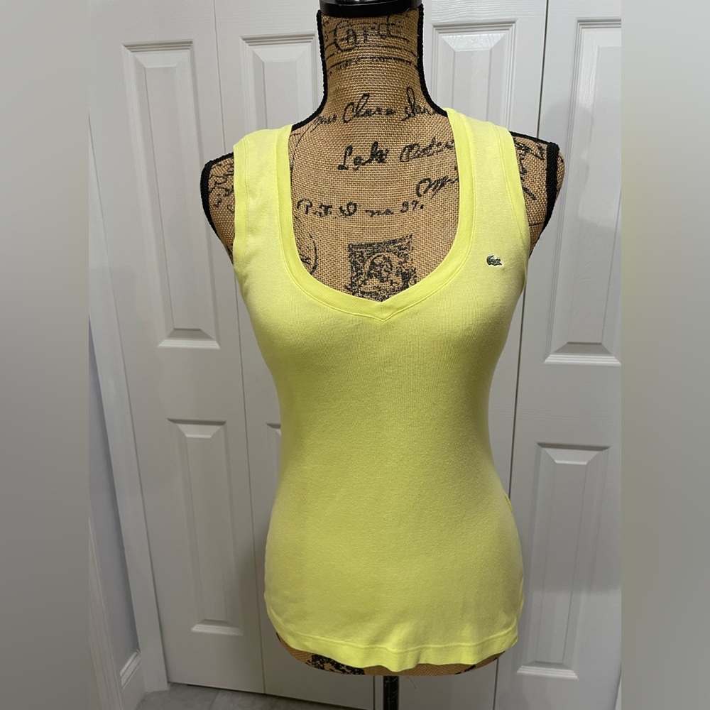 Lacoste Women's Vibrant Yellow Tank Top Sz 40 = M